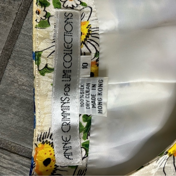 Vintage 80s Anne Crimmins Umi 1980s skirt suit mixed print silk size 10 - Picture 9 of 11